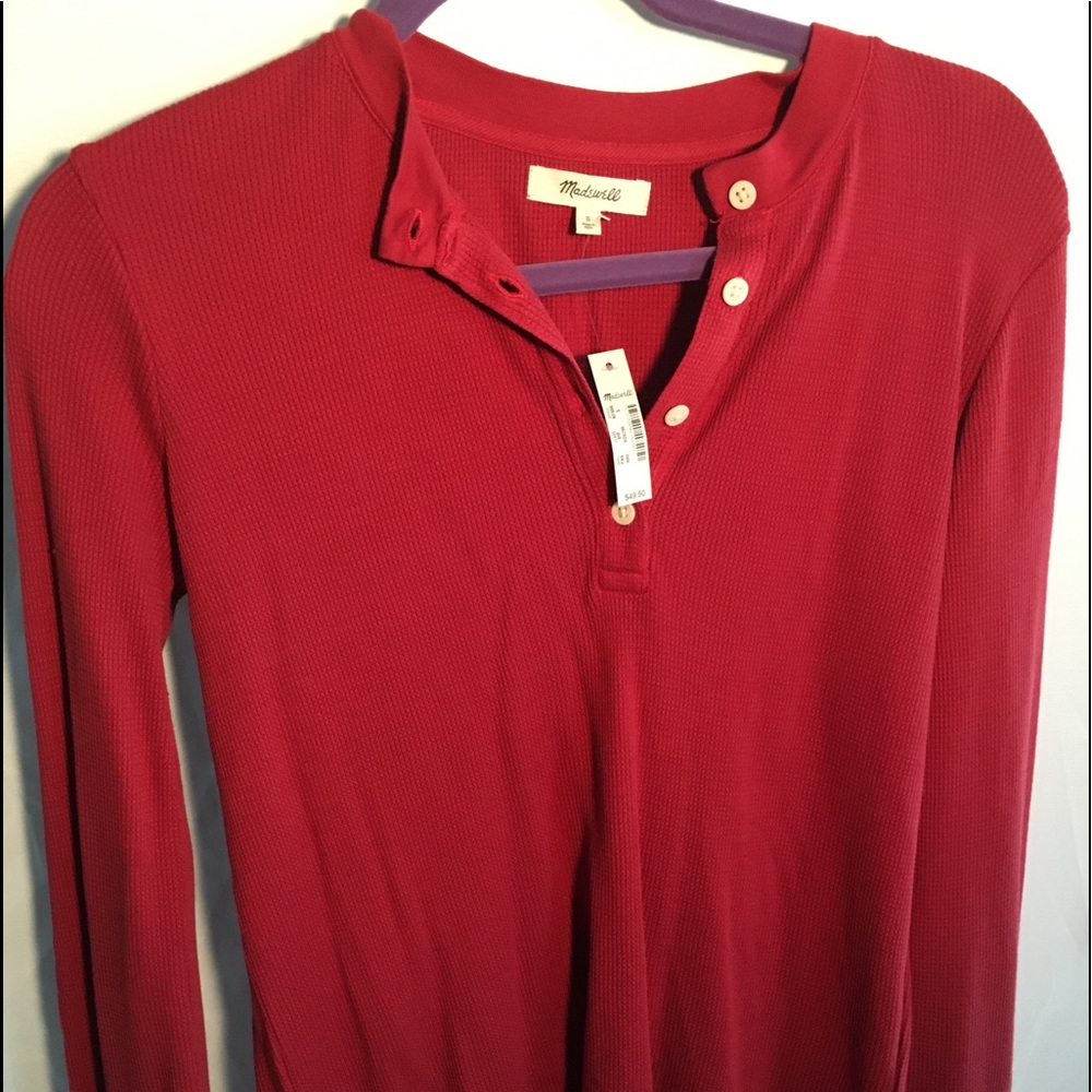 Madewell Henley shirt light red small NWT